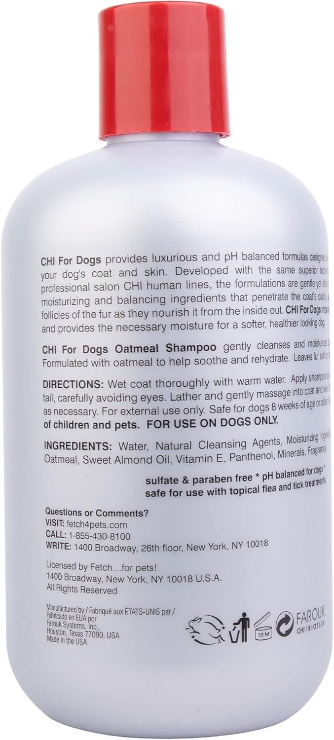 CHI for Dogs Oatmeal Shampoo - Best Dog Wash for Dry Skin and Itch Relief - Gentle Formula with Soothing Ingredients - Sulfate and Paraben Free - pH Balanced - Made in USA, 16 Fl Oz - Image 2