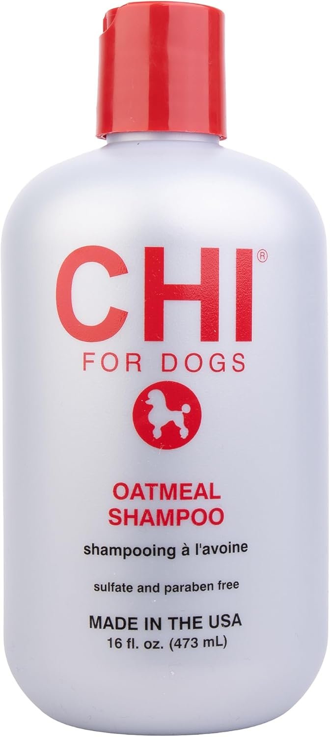 CHI for Dogs Oatmeal Shampoo - Best Dog Wash for Dry Skin and Itch Relief - Gentle Formula with Soothing Ingredients - Sulfate and Paraben Free - pH Balanced - Made in USA, 16 Fl Oz