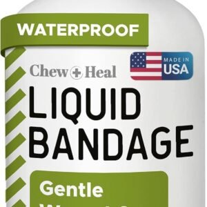 Chew + Heal Labs Liquid Bandage for Dogs 4oz Waterproof Spray Wound Care with Aloe for Cuts, Scrapes, Stitches, Paw Injuries - Breathable, Safe if Licked