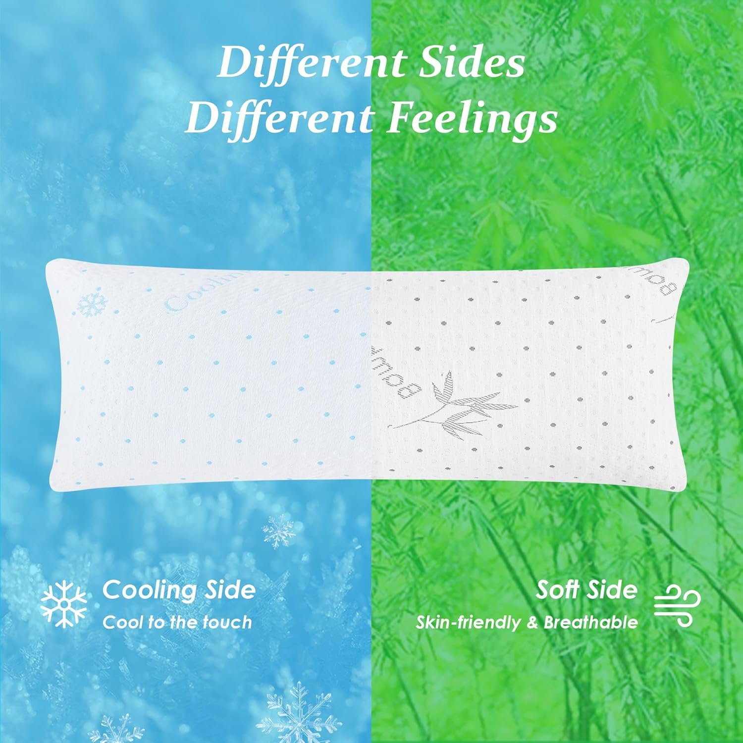 Cooling Body Pillow with Pillowcase, Adjustable Shredded Memory Foam Pregnancy Long Full Bed Body Pillows for Adults Side Sleeper - with Washable Soft Cooling Double-Sided Cover, 20x54 inch - Image 2