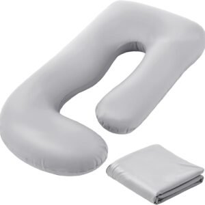 Cooling Pregnancy Pillow Cover (Only Pillowcase) Large U Shaped Full Body Pillowcase Maternity Stretchy Soft Breathable Cool Pillow Cover with Zipper for Side Sleeper (U Shape Pro,59 Inch)