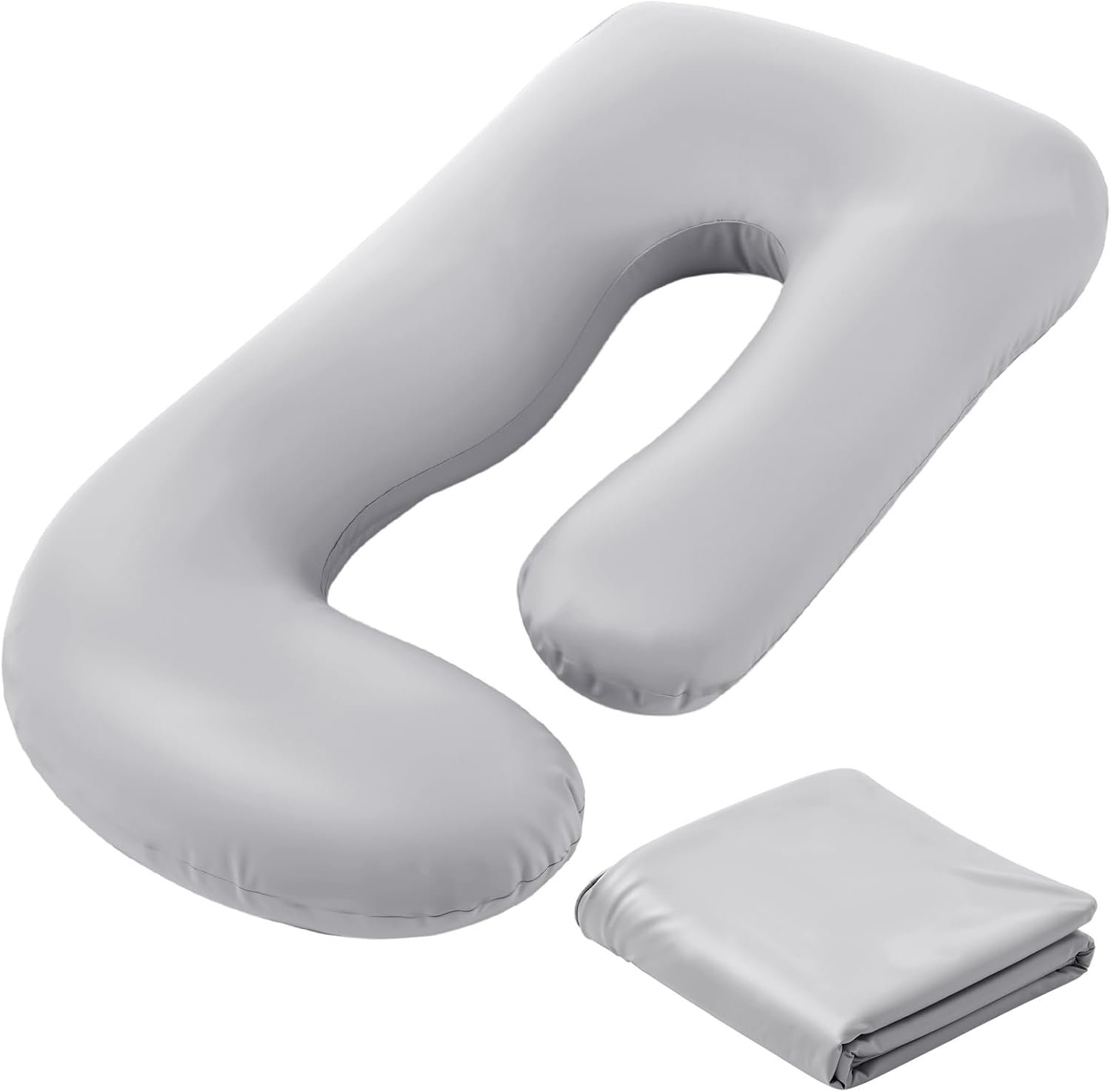 Cooling Pregnancy Pillow Cover (Only Pillowcase) Large U Shaped Full Body Pillowcase Maternity Stretchy Soft Breathable Cool Pillow Cover with Zipper for Side Sleeper (U Shape Pro,59 Inch)