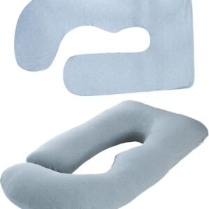 Cooling Pregnancy Pillow Cover - Soft Breathable Knit Fabric U Shaped Body Pillowcase, Fits 55-57 Inch Maternity Pillows, for Side Sleepers, Machine Washable, Hidden Zip, No Pillow Insert(Haze Blue)
