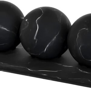 Creative Scents Black Marble Look Home Decor Bowl and Orb Set - Coffee Table Decor for Living Room - Centerpiece Table Decorations for Dining Table, Kitchen Counter, Foyer - Elegant House Decoration