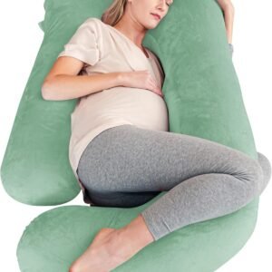 Cute Castle Pregnancy Pillows, Soft U-Shape Maternity Pillow with Removable Cover - Full Body Pillows for Adults Sleeping - Pregnancy Must Haves - Jumbo 57 Inch - Green
