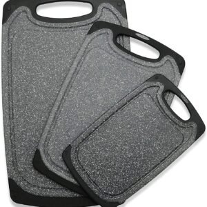 Cutting Boards for Kitchen, Large-Small Cutting Board Set of 3, Dishwasher Safe, Juice Groove, Easy Grip Handle, Non-Slip Rubber Cutting Board