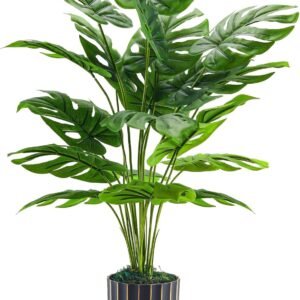 Der Rose 28'' Fake Plants Tall Artificial Monstera Faux Plants Indoor Outdoor Tree for Living Room Home House Decor