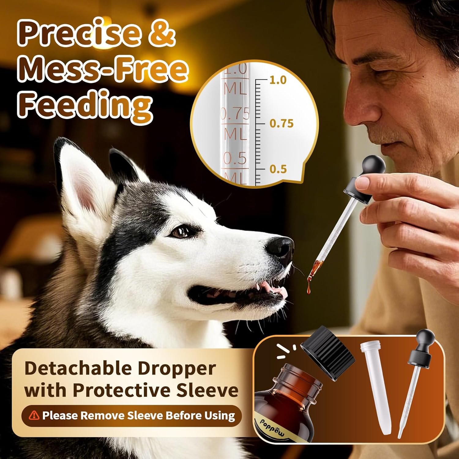 Dog Calming & Melatonin Drops, Day & Night Calm Support Set, Anxiety & Stress Support Calming Treat, Enhance Calmness & Sleep for Separation, Travel, Fireworks & Thunder, Bacon Flavor, 2 FL.Oz - Image 2