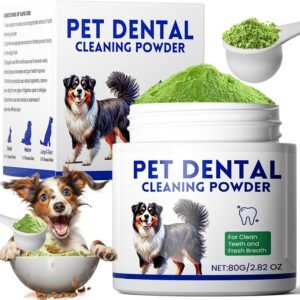 Dog Dental Powder, Dog Teeth Cleaning Powder, Targets Tartar & Reduces Plaque & Bad Breath - Teeth Cleaning Made Easy Eliminate - Meat-Flavored Formulated (Green)