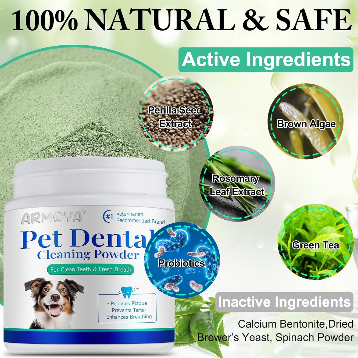 Dog Dental Powder - Teeth Cleaning Powder for Dogs - Dog Dental Care - Plaque & Bad Breath Off P-owder D-og - D-ental Care Supplies for Small - Medium - Large Do-gs - Image 2