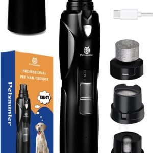 Dog Nail Grinder, 2-Speed and LED Light, Touch-Switch, TypeC, Quiet and Low-Vibration Dog Nail Trimmers, and 3 Ports for Large Dogs, Medium, Small Dogs Cats Pets with Hard or Thick Nail