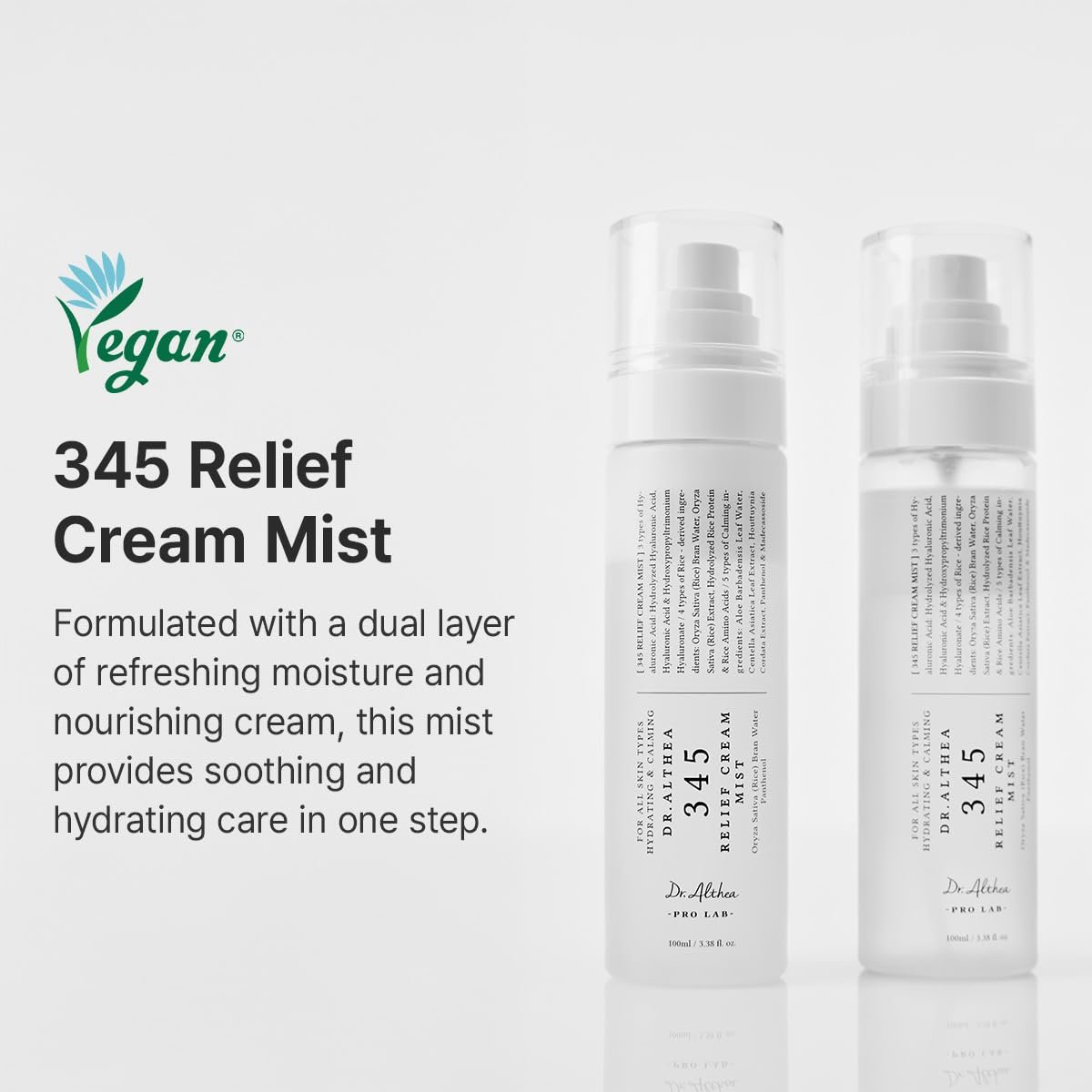 Dr.Althea 345 Relief Cream Mist | Hydrating Facial Mist with Rice Extract | Soothing Care for Sensitive Skin | Vegan Korean Skincare, 3.38 Fl Oz - Image 2
