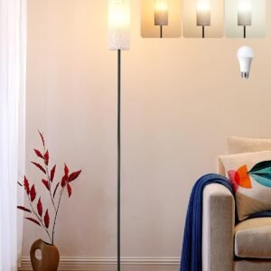 EDISHINE Floor Lamps for Living Room, 63.7in Minimalist Standing Lamp with 9W LED Bulb, 3 Color Temperature, Modern Corner Lamp for Bedroom, Nursery, Office, Foot Pedal Switch, Black