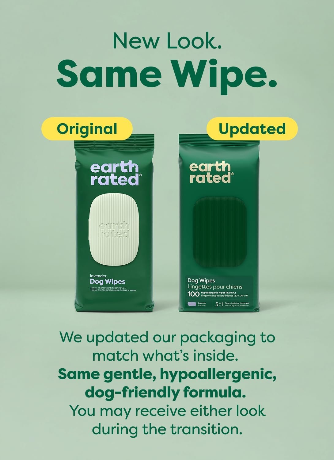 Earth Rated Dog Wipes, Hypoallergenic, 3-in-1 Cleaning and Hydrating, for Grooming Paws, Body and Butt, Lavender Scented, 100 Count - Image 2