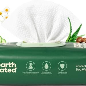 Earth Rated Pet Wipes for Dogs and Cats, Hypoallergenic, Cleaning and Hydrating, for Grooming Paws, Body and Butt, Unscented, 100 Count
