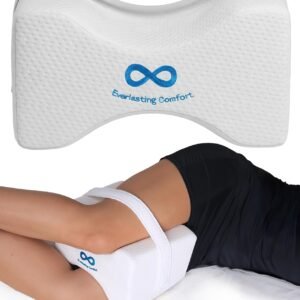 Everlasting Comfort Memory Foam Knee Pillow for Side Sleepers – Sciatica Pain Relief Pillow, Removable Strap Support – Leg Pillows for Sleeping Alignment, Knees, Back & Hip Cushion