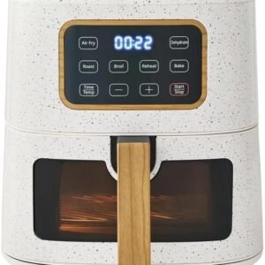 Fast Pioneer Woman 5.8 Quart Air Fryer with See-View Window, Linen Speckle – 6-in-1 Digital Touchscreen for Air Fry, Roast, Bake & Reheat – Energy Efficient 1500W Large Capacity Kitchen Appliance
