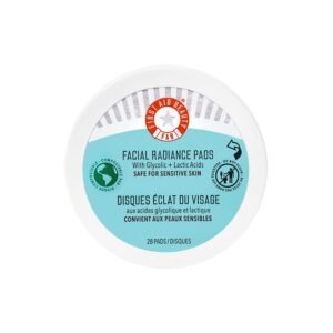 First Aid Beauty - Facial Radiance Pads with Glycolic & Lactic Acids, Daily Exfoliating Pads with AHA, Visibly Smaller Pores, Help Tone & Brighten Skin, One-Step Makeup Prep, Compostable, 28