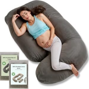 G Pregnancy Pillows with 2 Covers for Sleeping - G Shaped Full Body Maternity Pillow for Pregnant Women with Premium Removable Covers - Support for Back, Legs, Belly, HIPS, 69 Inch, Grey