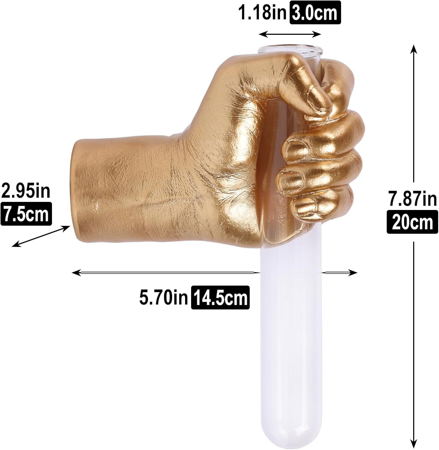 Gold Wall Sculptures, Hand Vases Home Decor, Wall Mount Art Sculpture, Unique Wall Art Statue, Funky Flower Vase Decorations, Modern Eclectic Hanging Decor,Glass Test Tube Vase - Image 2