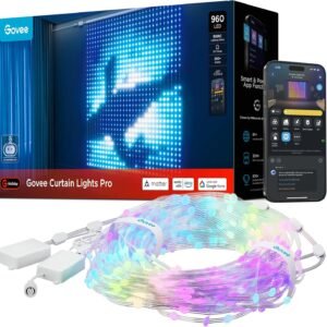 Govee Curtain Lights Pro, Upgraded 960 LEDs Smart Color Changing LED Curtain Lights with AIGC, Dynamic DIY String Lights for Bedroom Living Room Holiday Decor, Outdoor IP67 Waterproof, 5.41×5.77ft