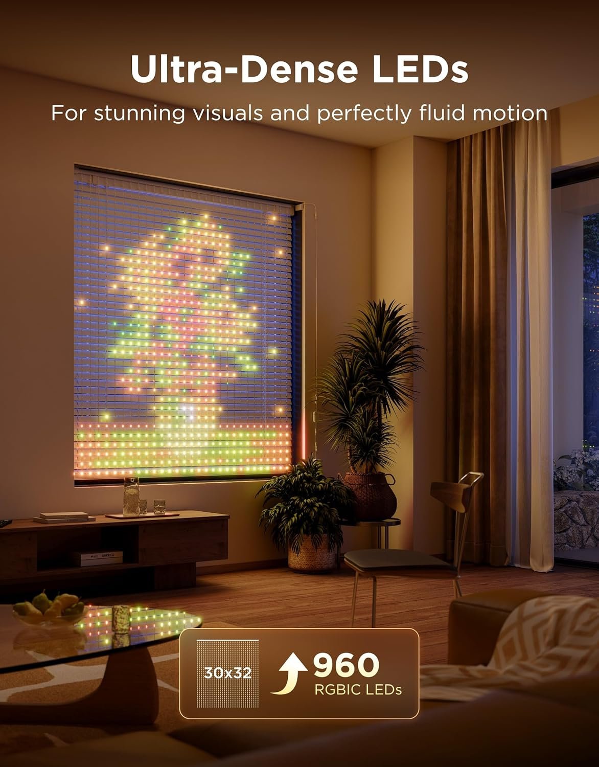 Govee Curtain Lights Pro, Upgraded 960 LEDs Smart Color Changing LED Curtain Lights with AIGC, Dynamic DIY String Lights for Bedroom Living Room Holiday Decor, Outdoor IP67 Waterproof, 5.41×5.77ft - Image 2