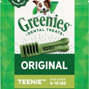 Greenies Veterinarian-Recommended Adult Natural Dental Dog Treats Teenie Size, Dog Dental Chews, Original Flavor, 12 oz. Pack, 43 Count