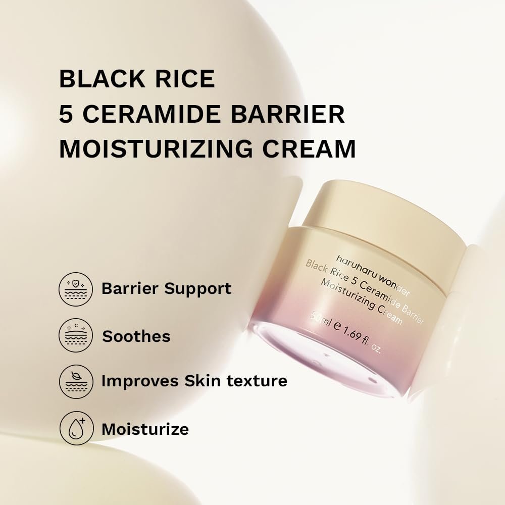 HARUHARU wonder Black Rice 5 Ceramide Barrier Moisturizing Cream, Daily Skin Barrier Care, Long-Lasting Hydration, Soothing & Nourishing, Ceramide Capsules, Korean Skincare, 1.69 fl.oz - Image 2