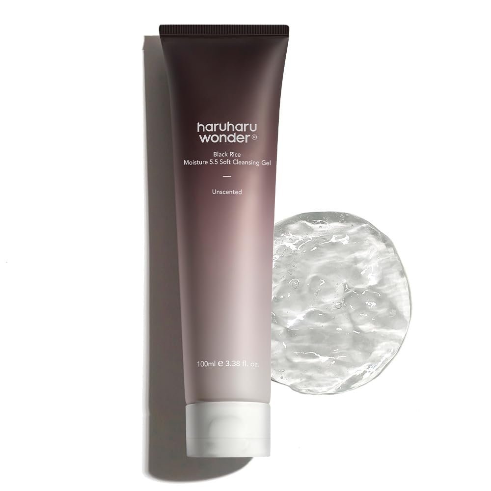 HARUHARU wonder Black Rice Moisture 5.5 Soft Cleansing Gel, Gentle Daily Cleanser, Low 5.5pH, Moisture Balance, Soap Free, For Sensitive Skin, Vegan, Cruelty-Free, 3.4 fl.oz