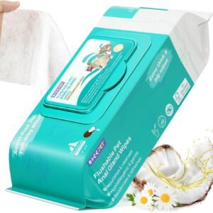 HICC PET Wipes for Dogs & Cats, Cleansing Deodorizing & Soothing Allergy Infections Anal Gland Pets Wipes with Coconut Oil - Dog Grooming Wipes for Butt and Paw - Hypoallergenic & Vet Recommended
