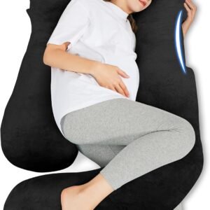 HIPHOP PANDA U-Shaped Pregnancy Pillow for Sleeping - Full Body Maternity Support Pillow with Removable Cover - Comfort for Back, Hips, Legs, Belly - 57 Inch for Pregnant Women, Black