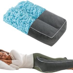 HOMBYS Shredded Memory Foam Knee Pillow for Side Sleepers, 6.5" Height Pillow Between Legs for Aligns Spine & Relieves Pressure Hip & Leg Elevation, Supportive Pillow for Pregnancy, Sciatica, Grey