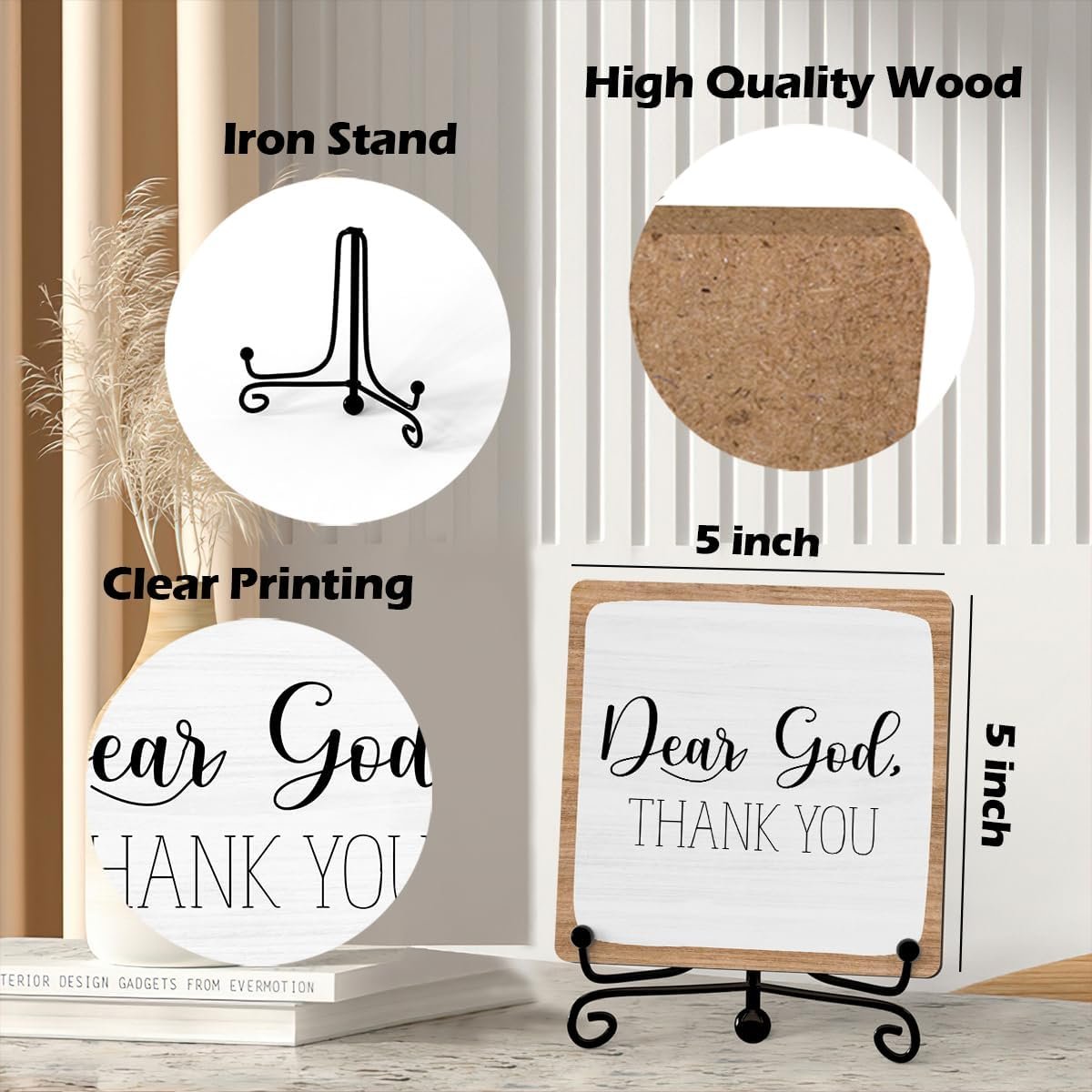 Home Decor, Farmhouse Shelf Table Decor, Christian Office Home Décor Accents For Living Room Mantle Coffee Bar Bookshelf Kitchen Entryway (B20) - Image 2