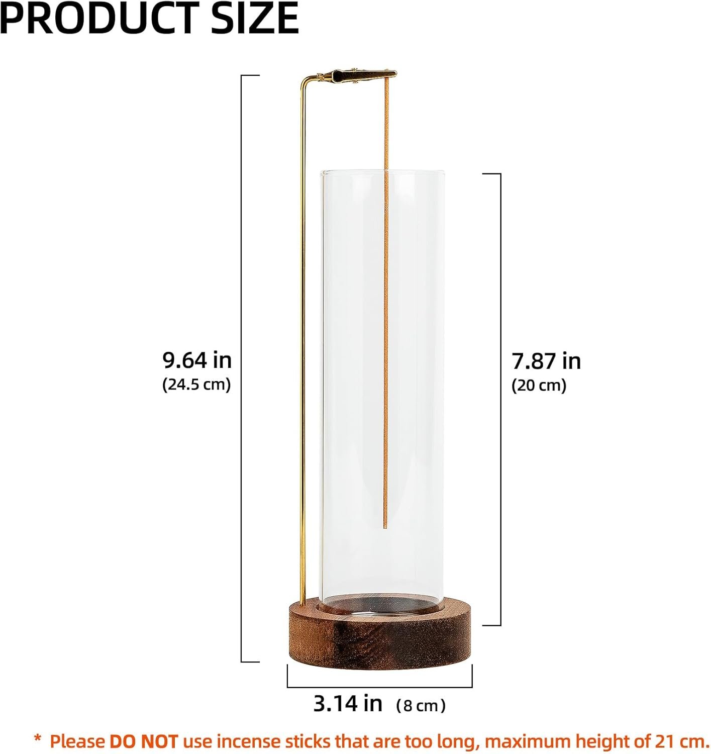 Incense Holder for Sticks, Anti-Ash Flying Incense Burner with 30 Incense Sticks, Detachable Glass Ash Catcher (Wood, Brown) - Image 2