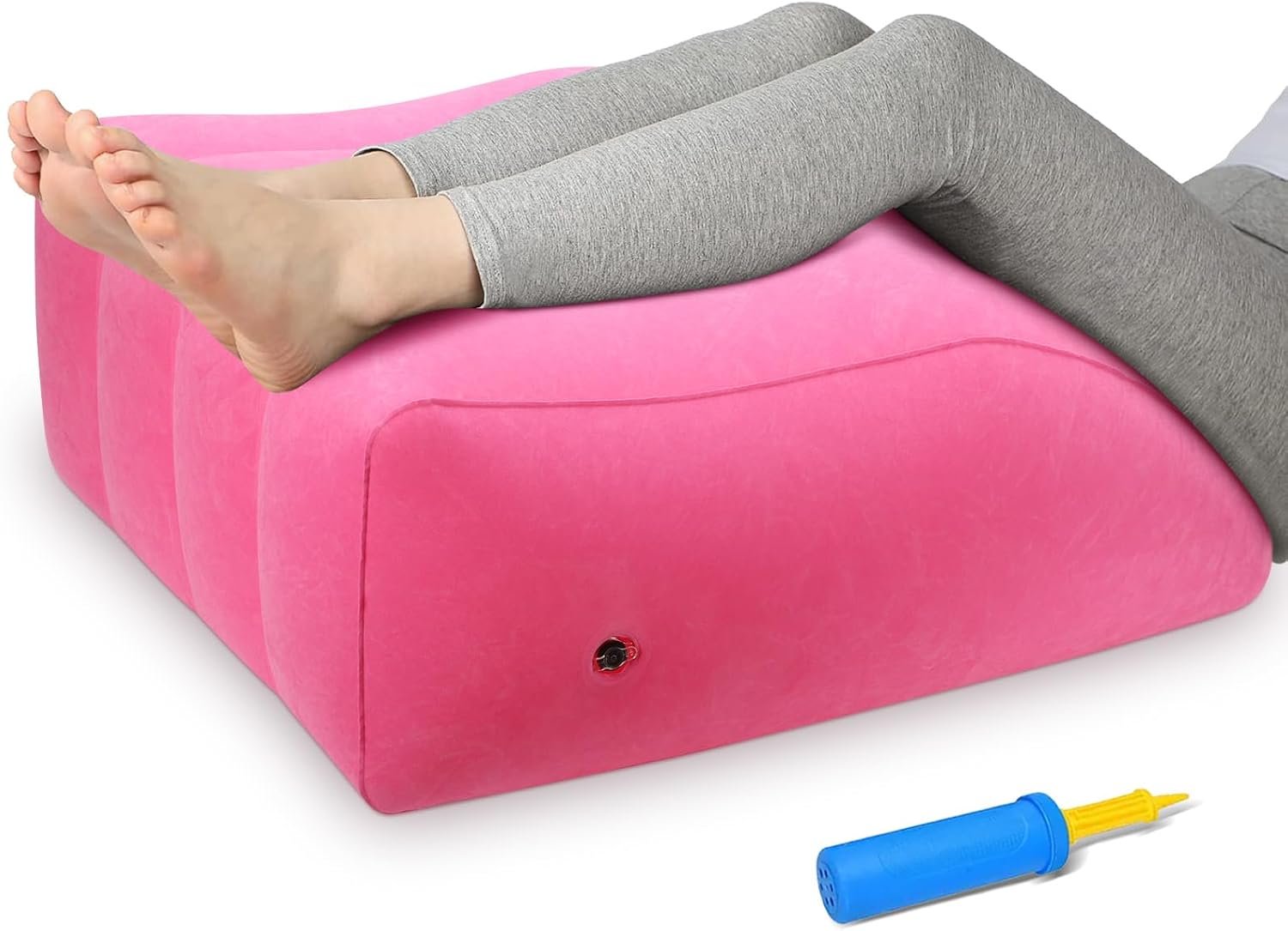 Inflatable Leg Pillow, Wedge Pillow for Sleeping, Portable Wedge Pillow, Improve Circulataion and Reduce Swelling, for Sleeping, Recovery, Pregnant (Pink)