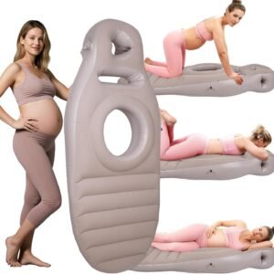 Inflatable Pregnancy Pillow for Pregnant Women - Maternity Mattress with Belly & Head Hole, Relieves Back & Hip Pain, Portable with Electric Pump, Gray