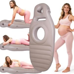 Inflatable Pregnancy Pillow for Stomach Sleep, Maternity Mattress with Belly & Head Hole Relieves Back & Hip Pain, Portable with Electric Pump, Gray