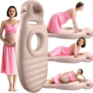 Inflatable Pregnancy Pillow with Belly & Head Hole – Full Body Maternity Airbed for Stomach Sleeping, Back Pain & SPD Relief – Comfortable, Portable & Includes Electric Pump Gray