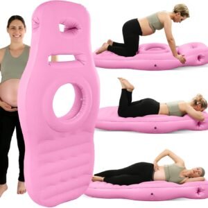 Inflatable Pregnancy Pillow with Hole - Pregnancy Blow Up Mattress, Maternity Pillow Inflatable for Prone Sleeping Includes Electric Pump, Relieves Back/Hip Pain, Pink