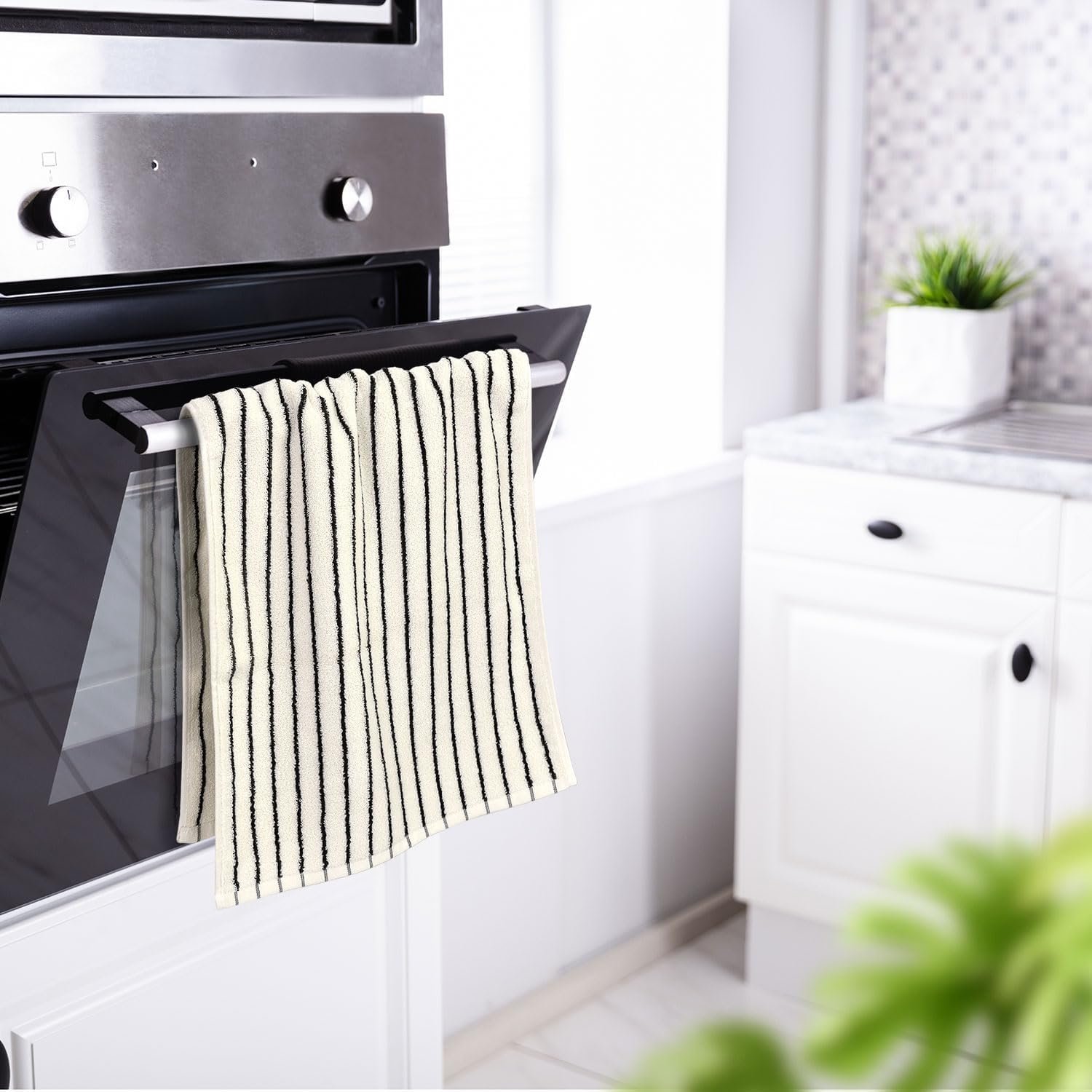 Jacquotha Black and White Striped Hand Towels for Bathroom, Vintage Kitchen Decor, Guest Use, Adults & Kids, Natural Cotton, 14” x 29” - Image 2