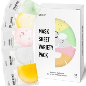 KOSBEAUTY NACIFIC Face Masks Skincare Korean – Premium 10-Sheet Variety Pack for Ultimate Skin Nourishment – Hyaluronic Acid, Ceramide & Vitamin-Infused for All Skin Types