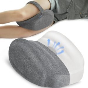 KingPavonini Cooling Knee Pillow for Side Sleepers Hip Pain, Memory Foam Leg Pillow for Side Sleeping with Strap, Ergonomic Hip Pillow for Spine Aligning, Back/Knee Pain, Sciatica, Pregnancy