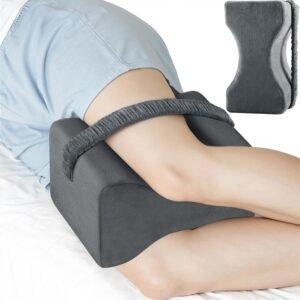 Knee Pillow for Side Sleepers, Memory Foam Leg Pillow with Strap for Side Sleeping, Supportive Elevation Pillow Between Legs for Knee, Ankle Sciatica, Pregnancy, Joint Pain (Gray/Regular)