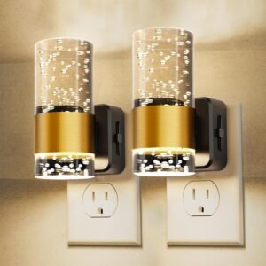 L LOHAS LED Night Light,Dimmable Night Lights Plug into Wall, 2 Pack Acrylic Nightlight with 0-100 LM Adjustable Brightness, 3000K Plug in Night Light with Dusk to Dawn Sensor, for Bathroom Hallway