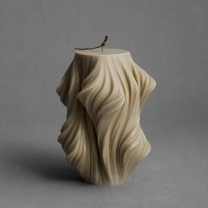 LAWA Cascading Wave Candle - Large Beautiful Handmade Pillar Scented Soy Wax Elegant Bubble Aesthetic Candle Housewarming Gift Home Room Shelf Decor Idea Olive Beige (Large)