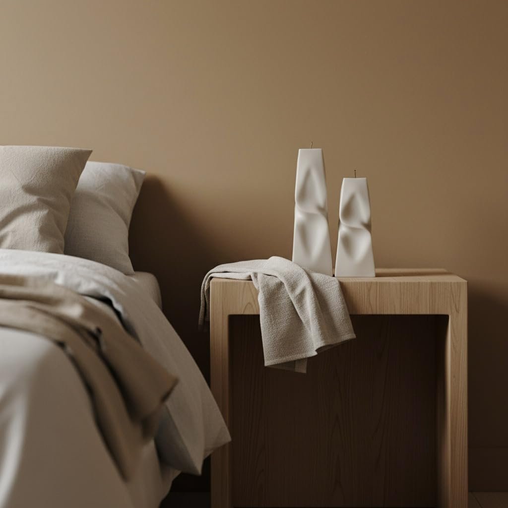 LAWA Twisted Pyramid Candle - Beautiful Handmade Pillar Soy Wax Elegant Aesthetic Candle Housewarming Gift Home Room Shelf Decor Idea (Set of 2) (White) - Image 2