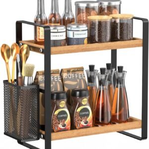 LEMIKKLE Coffee Bar Accessories and Coffee Mug Cup Holder, kitchen organizers and storage,Spice Rack Organizer for Countertop,Kitchen(basket)