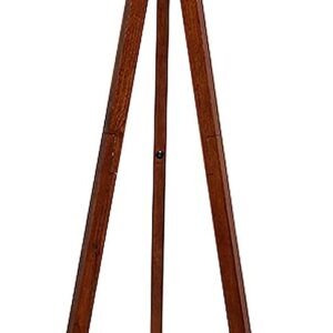 LEPOWER Wood Tripod Floor Lamp, Mid Century Standing Lamp, Modern Design Studying Light for Living Room, Bedroom, Study Room and Office, Flaxen Linen Shade with E26 Base Brown
