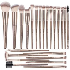 MAANGE Makeup Brush Set 23 Pcs Makeup Brushes Premium Synthetic Make up brushes Professional Face Powder Blush Pointed Eyeshadow Blending Brush Gifts for Women/Girls(Champagne)