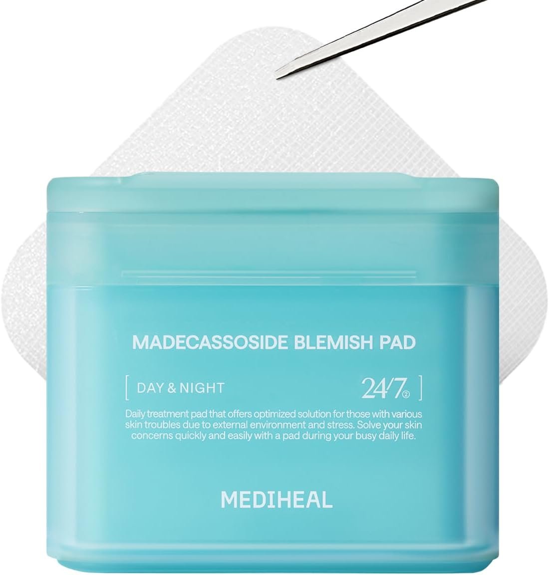 MEDIHEAL Madecassoside Blemish Pad - Square Cotton Facial Toner Pads with Centella Asiatica & Madecassoside – Anti Blemish to Improve Uneven Skin Tone - Vegan Face Gauze Pads, 100